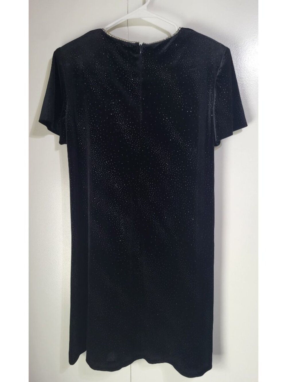 VTG Y2K Black Velvet Sparkle Rhinestone Short Sleeve Mini Dress Whimsigoth 10P - Picture 2 of 10